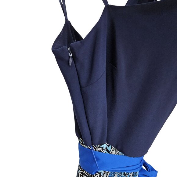 Eliza J Blue Geometric One Shoulder Maxi Dress Size 14 NWT - Picture 5 of 11